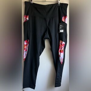 NWT BSP Black Leggings with Floral Accents